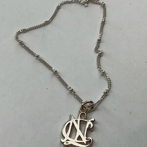 Sterling NCL Stacked Monogram Charm Saturn Chain 925 Bracelet 7 -1.32g